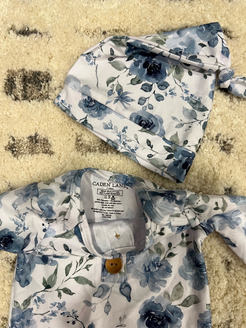 Caden Lane Floral and Pink Baby Matching Gowns and Hats Set - Picture 2 of 10